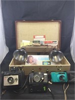 Cameras and Vintage Lighting Kit With Case
