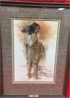 "INDIAN GIRL CHANGING HER DRESS" CONTE CRAYON BY