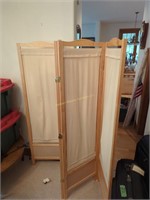 Three Section Wooden Folding Screen
