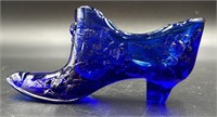 Fenton Cobalt Embossed Rose Slipper