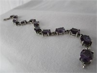 Vintage Sterling Silver Sapphire Tennis Bracelet