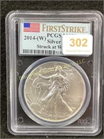 2014-(W) AMERICAN EAGLE silver dollar, PCGS MS70