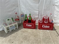 Lot: glass pop bottles and caddy’s