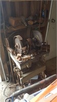 Bench Grinder + Iron Leg Table & More