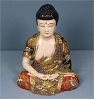 Japanese Moriage Pottery Buddha Statue