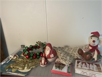 Christmas Stockings & wooden santa shelf