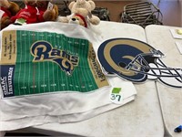 St Louis Rams towels, felt helmet