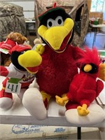 Fred Bird and Cardinal stuffed toys