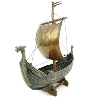 Edward Aagaard Bronze Viking Dragon Long Boat