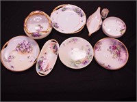 Nine pieces of vintage china, mostly with