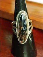 NATIVE AMERICAN STERLING & AGATE RING