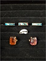 Three size eight colorful rings, and three size