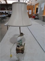 FITZ & FLOYD EGRET LAMP W/ SILK SHADE - RARE FIND
