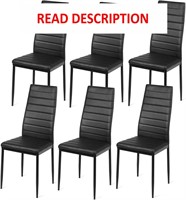Giantex Black PVC Metal Dining Chair Set of 6