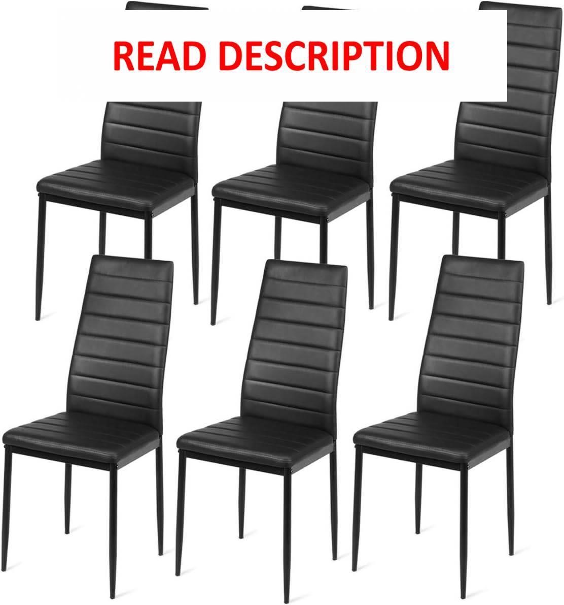 Giantex Black PVC Metal Dining Chair Set of 6