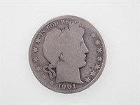 1901 US Barber Silver Half Dollar
