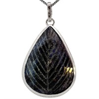 53 Carat Carved Sapphire Pendant Sterling Silver