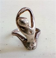 Sterling Female Nude Figurial Ring