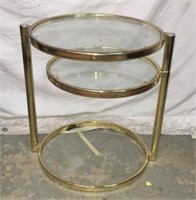 2 Tier Glass Top Rotating Side Table T6B