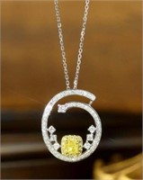 Natural Yellow Diamond Necklace 18K Gold