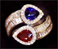 Natural Ruby And Sapphire Ring 18K Gold