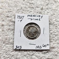 1927P Mercury Dime MS60+