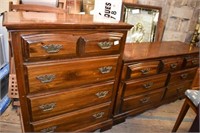 Solid Wood Low & High Dresser w/ Mirror