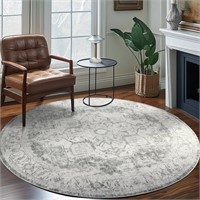 WF5236  RUGKING Traditional Round Rug 5ft Gray Ar