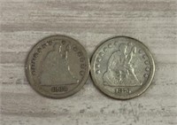 1876 & 1888 US Silver Quarters