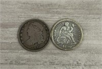 Rare 1835 & 1890 US Silver Dimes