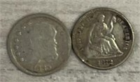 Rare 1835 & 1872 Silver US Half Dimes