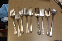 Lot of 9 Silverplate Serving Forks