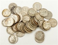Coin 50 Roosevelt Dimes 1946-1964 90% Silver