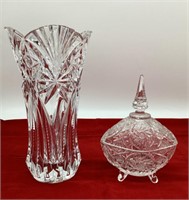 Crystal Vase & Candy Jar w/Lid