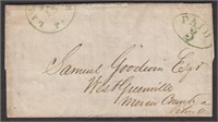1834 Rail Road Stampless Cover, folded letter deta