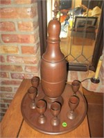 M.C.M. Wooden Brandy Decanter with Tray