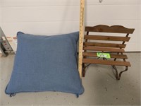Large throw pillow and a small decorative bench