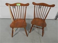 Pair of wooden chairs; 1 is missing pieces