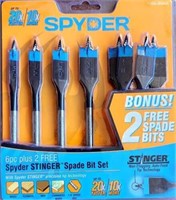 10 Piece Spyder Stinger 6-in Spade Drill Bit Set