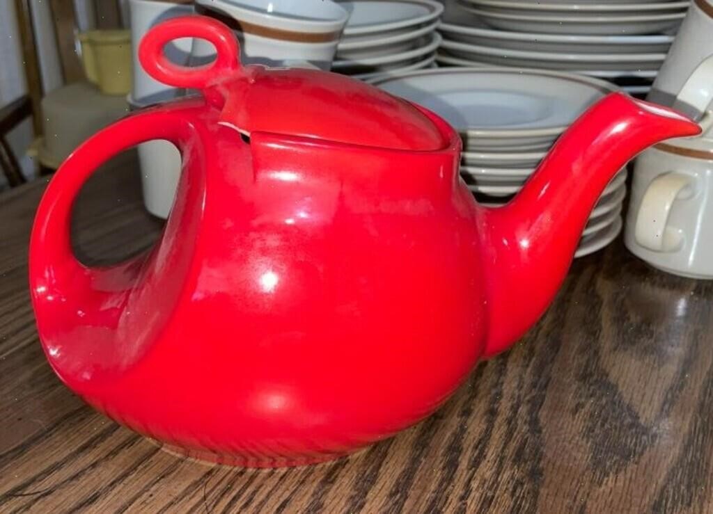 Art Deco Hall's China Red Streamline Teapot