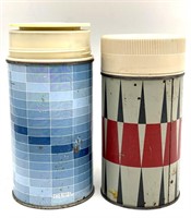 (2) Vintage Metal Thermos Bottles 8” and Smaller