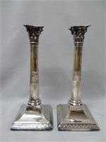 Pair of sterling silver candlesticks, John Parsons