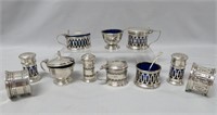 Assorted sterling silver salts, mustard pots, etc.