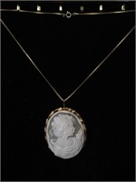 Large Cameo Shell Combo Pendant Brooch