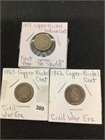(3) Copper Nickel Cents