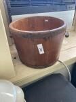 Wooden barrel bucket.