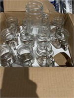 Set up new 12 -8 ounce mason drinking jars