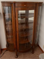 ANTIQUE BOW FRONT CHINA CABINET