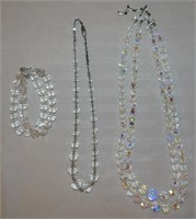 3 Piece Crystal Jewelry, 2 Necklace, 1 bracelet-