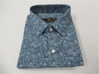 Mens Blue Floral Long Sleeve Dress Shirt Size 42